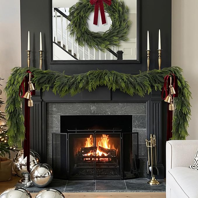 N&T NIETING 9FT Christmas Norfolk Pine Garland, Real Touch Pine Garlands Faux - Image 2