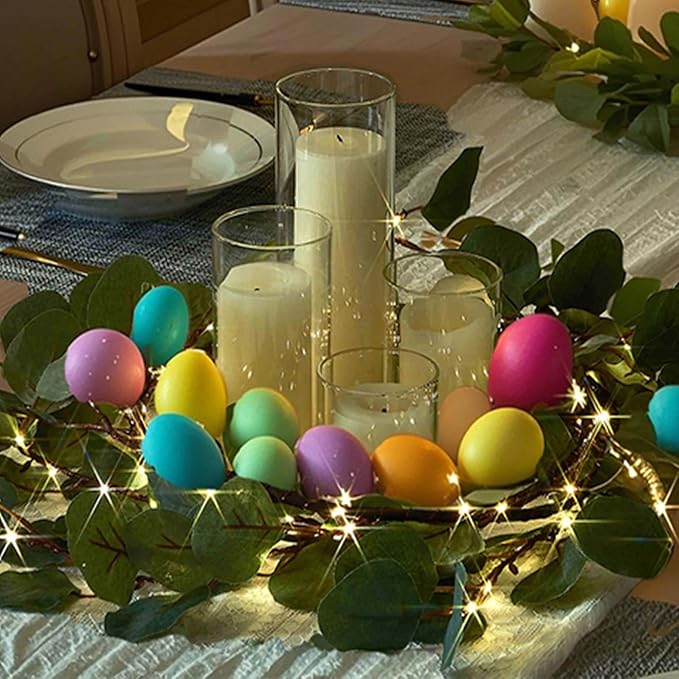 Hairui Lighted Artificial Eucalyptus Garland 6FT 96 LED Battery Operated Faux - Image 3