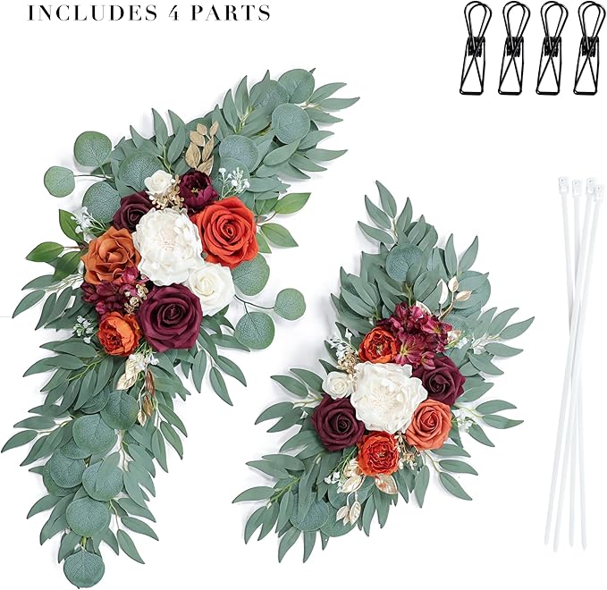 Artificial Burnt Orange Wedding Arch Flowers Swags - Image 6
