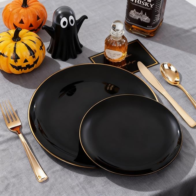 KIRE 100PCS Black and Gold Plates - Image 4