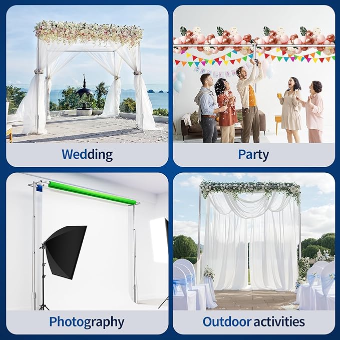 Pipe and Drape Backdrop Stand, 20x10ft Heavy Duty Adjustable Background Frame - Image 7