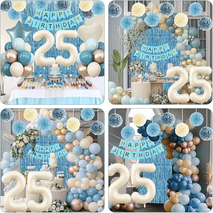 Dusty Blue 25th Birthday Party Decorations - Image 6