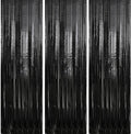 Crosize 7 Pack 3.3 x 9.9 ft Black Foil Fringe Backdrop Curtain, Streamer by Crosize