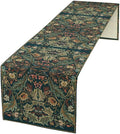 Green Morris Floral Table Runner, Boho Rustic Country Farmhouse Teal Red Rose by Unknown