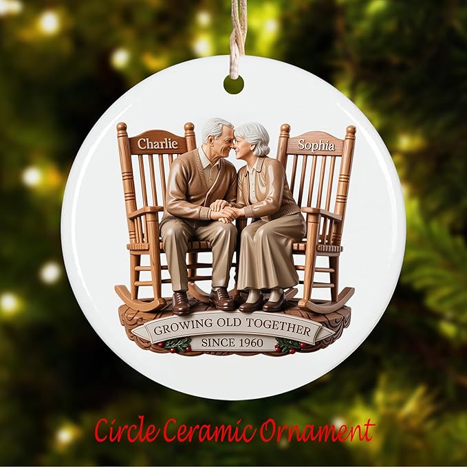 Love Signal Growing Old Together Christmas Ornament, Personalized Couple - Image 4