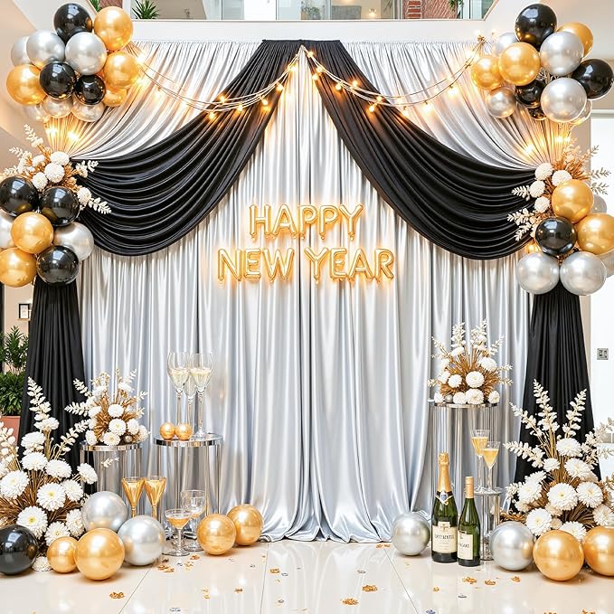 10x10 ft Silver Glitter Backdrop Curtain - Image 5