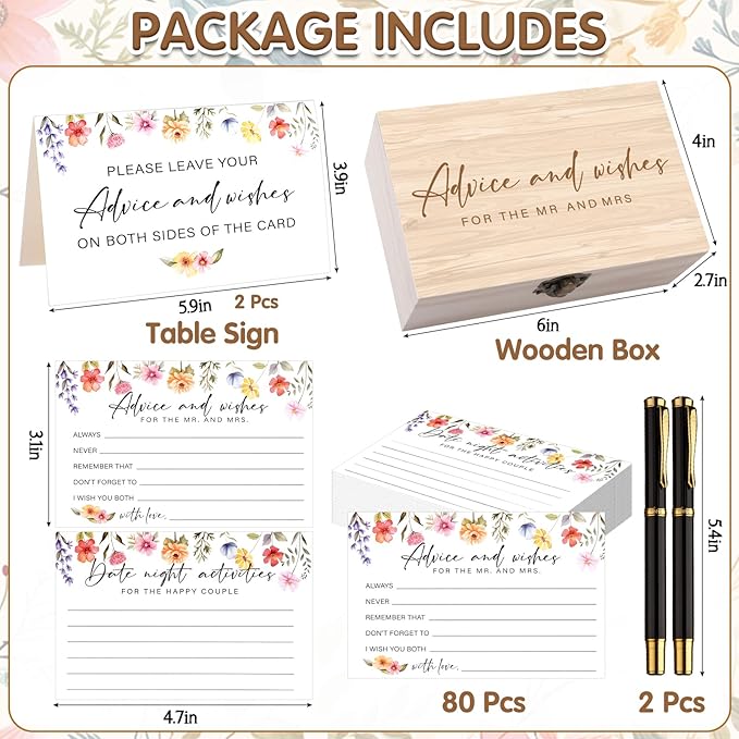 85 Pcs Advice and Wishes Cards Wooden Box Set - Image 2