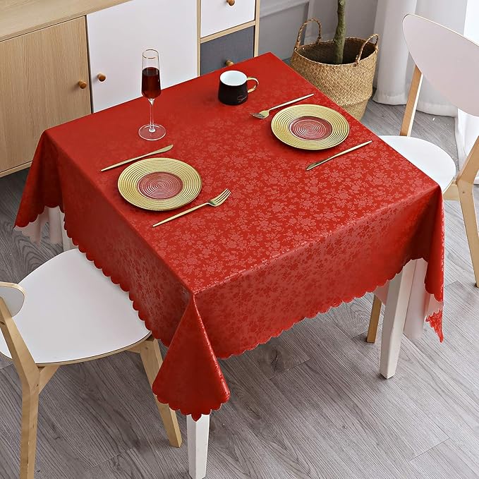 Smiry Square Table Cloth, Waterproof Heavy Duty Vinyl Tablecloths, Wipeable - Image 2