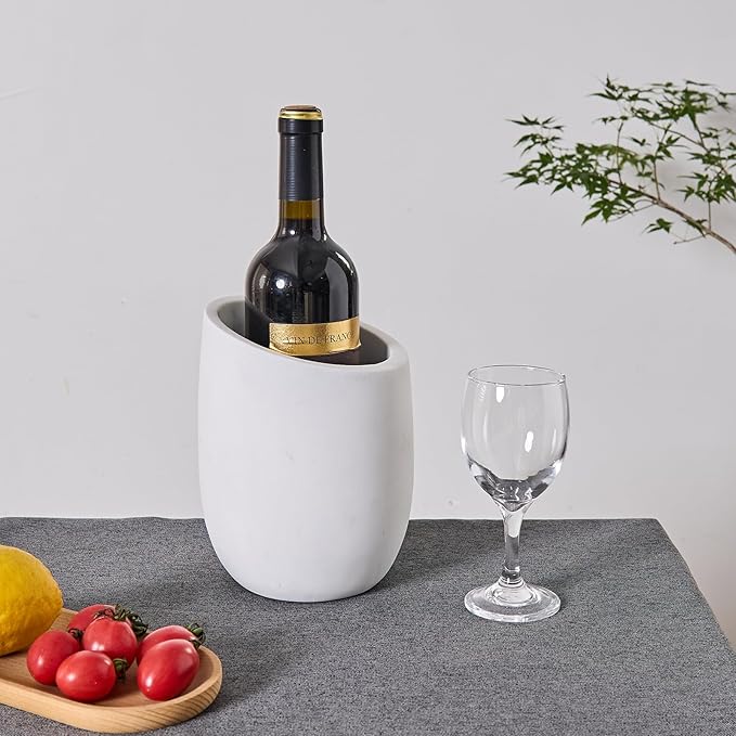 White Marble Textures Wine Chiller Bucket – 750ml Resin Cooler - Image 3