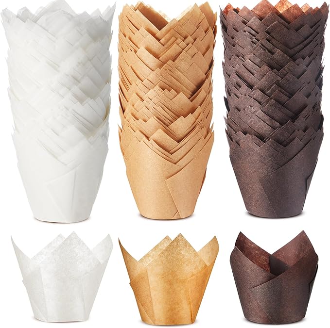 300 Pcs Jumbo Muffin Liners for Baking 2-1/4" x 4" Large Tulip Cupcake Liners by Motiskyy