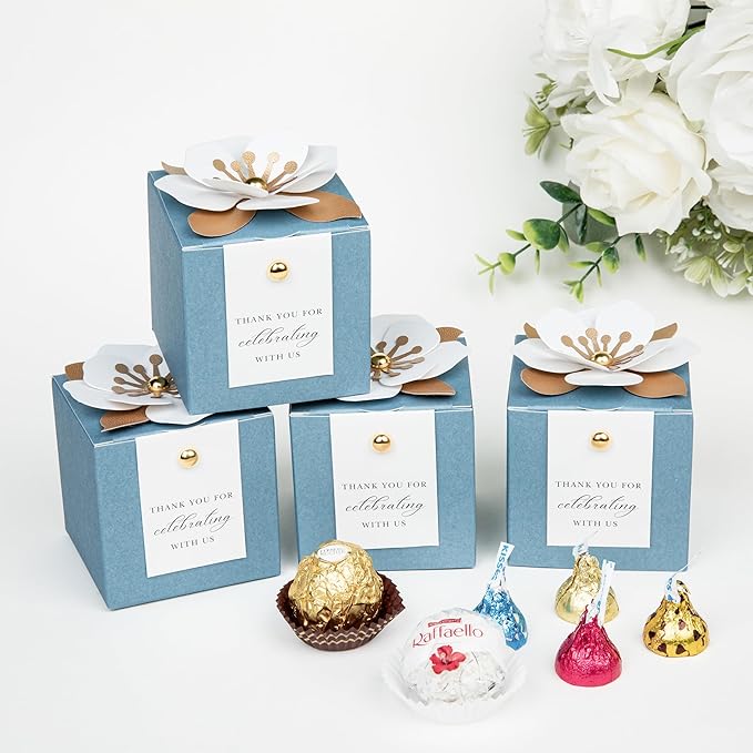 FEIYI 20 PCS Candy Boxes, 3 In 1 Dusty Blue Favor Boxes - Image 5