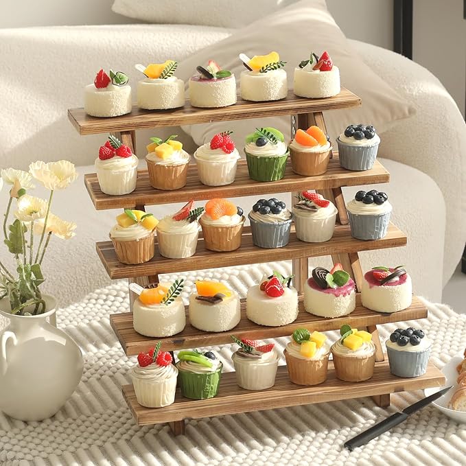 SwallowLiving 5 Tier Wooden Rustic Cupcake Stand - Image 8
