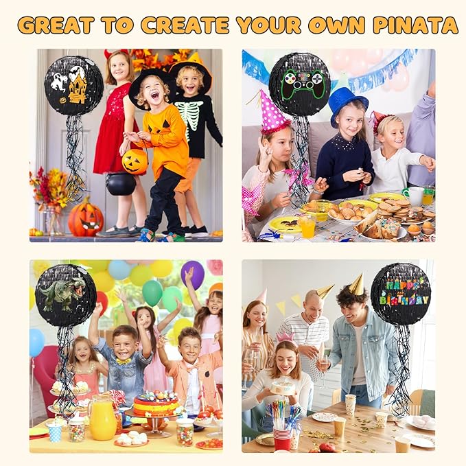 WERNNSAI Black Round Pinata for DIY - Image 3