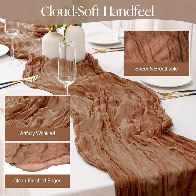2 Pcs Terracotta Cheesecloth Table Runner - Image 3