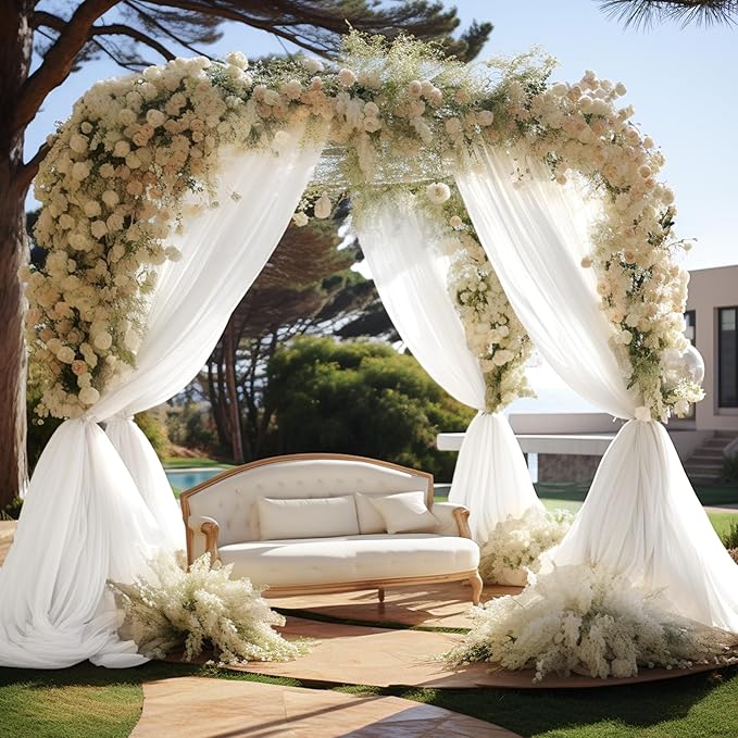 Wedding Arch Draping Fabric 1 Panel 30" X 20FT Sheer Arch Drapes Fabric White - Image 8