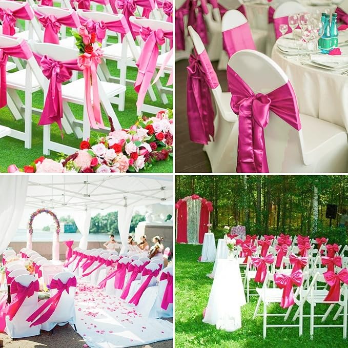 100 PCS Satin Chair Sashes Decorative Bow Chair Sashes Ties Back Ribbon Bows - Image 7