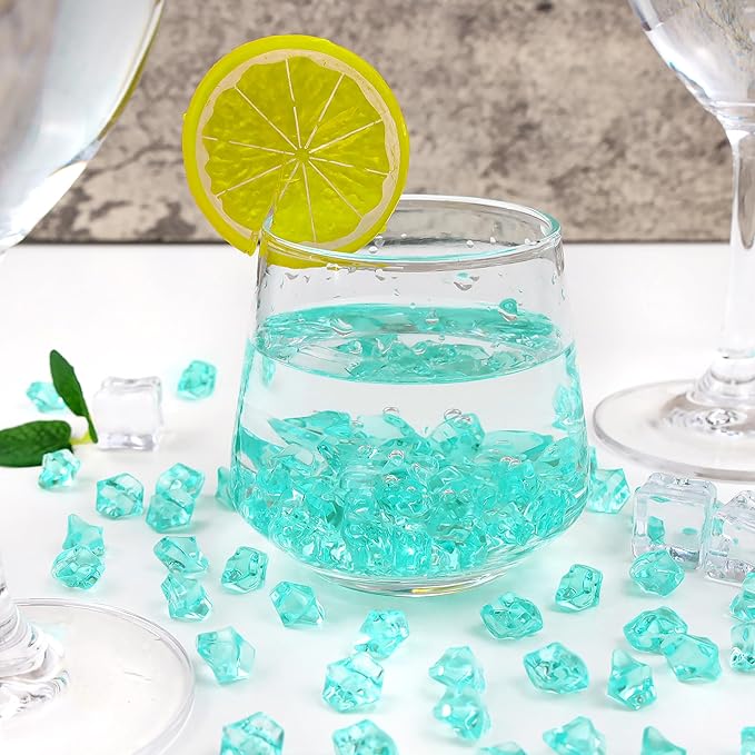 YATOJUZI 500pcs Fake Ice Cubes Teal Acrylic Crushed Rocks Vase Fillers Plastic - Image 3