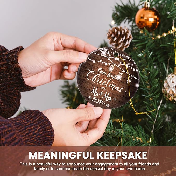 First Christmas Married Ornament 2024, Mr and Mrs Gifts, Wedding Gifts - Image 5