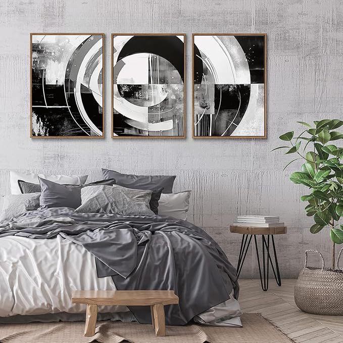 myusuar 3 Piece Large Modern Abstract Canvas Framed Wall Art - Image 4