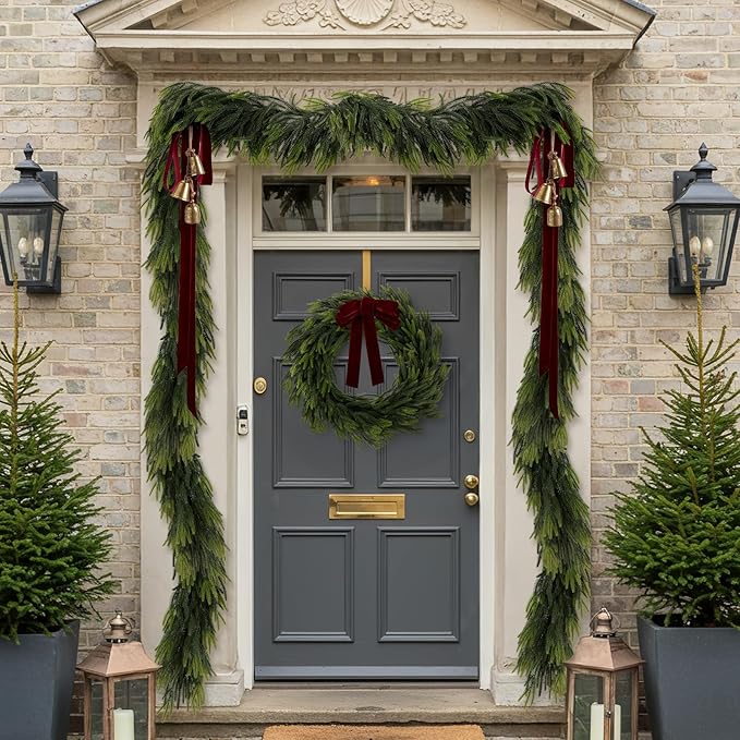 N&T NIETING 9FT Christmas Norfolk Pine Garland, Real Touch Pine Garlands Faux - Image 4
