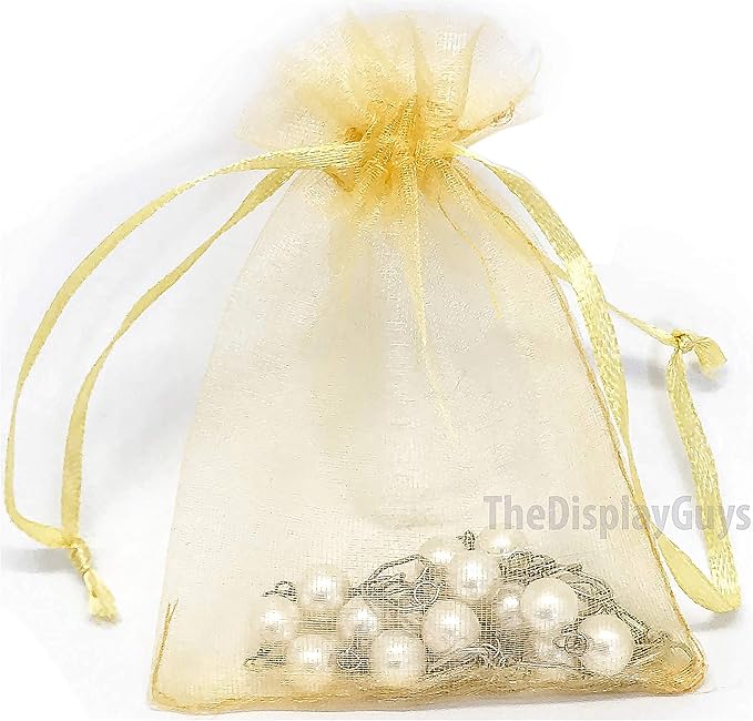 TheDisplayGuys 100-Pack 3x4 Gold Sheer Organza Gift Bags - Image 3