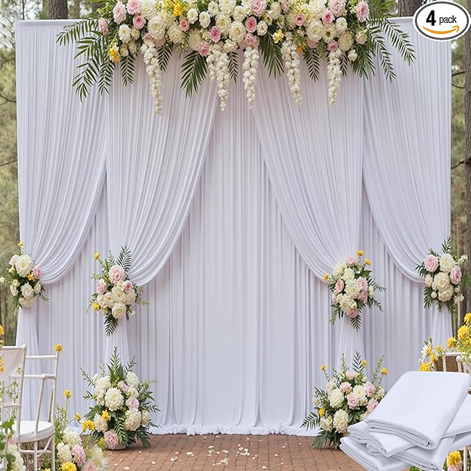 20ft x 15ft White Wrinkle Free Backdrop Curtains by ENJOYYOURPARTY