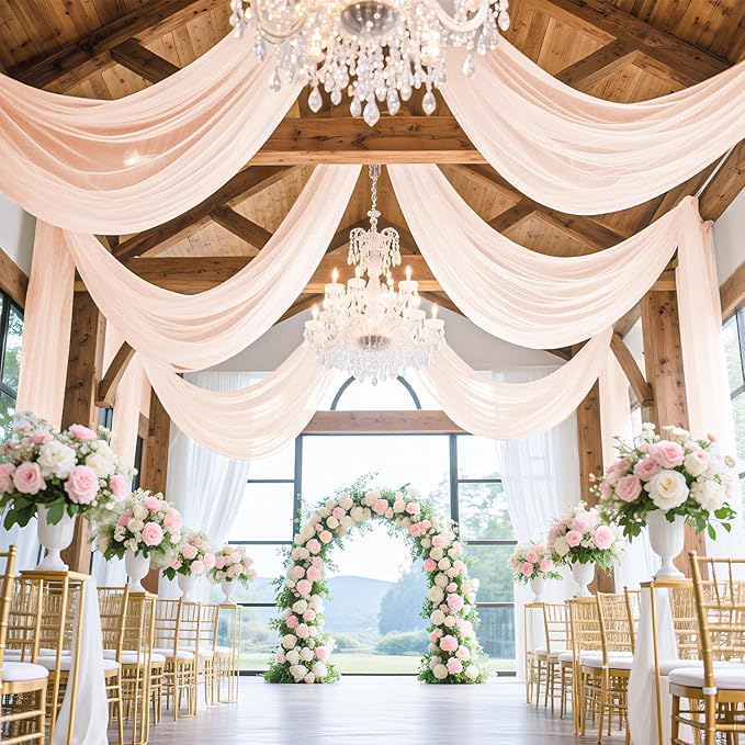 Wedding Arch Draping Fabric 5FTx20FT 2 Panels Ceiling Drapes Champagne Party - Image 5