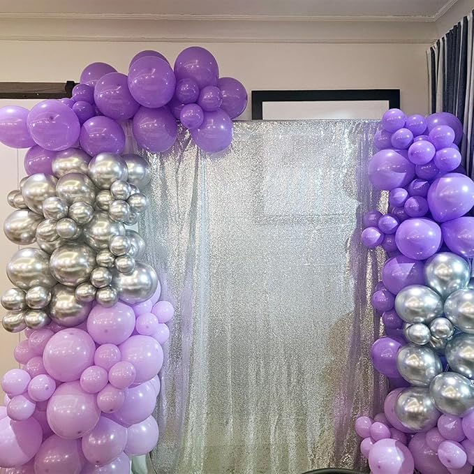 Purple Silver Balloons, 12 Inch Metallic Purple Silver Balloons Light Purple - Image 7