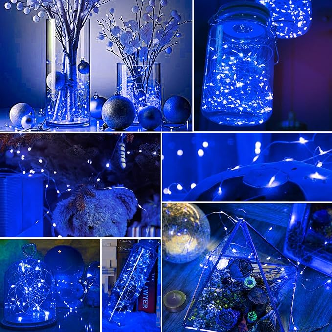 pozzolanas 8 Pack Blue Battery Operated String Lights - 7ft Waterproof Fairy - Image 6