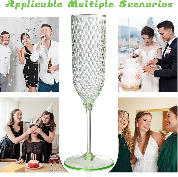 XUWAIDSGN 48 Pack Green Detachable 2 piece Champagne Flutes 5.5 Oz Unbreakable - Image 6
