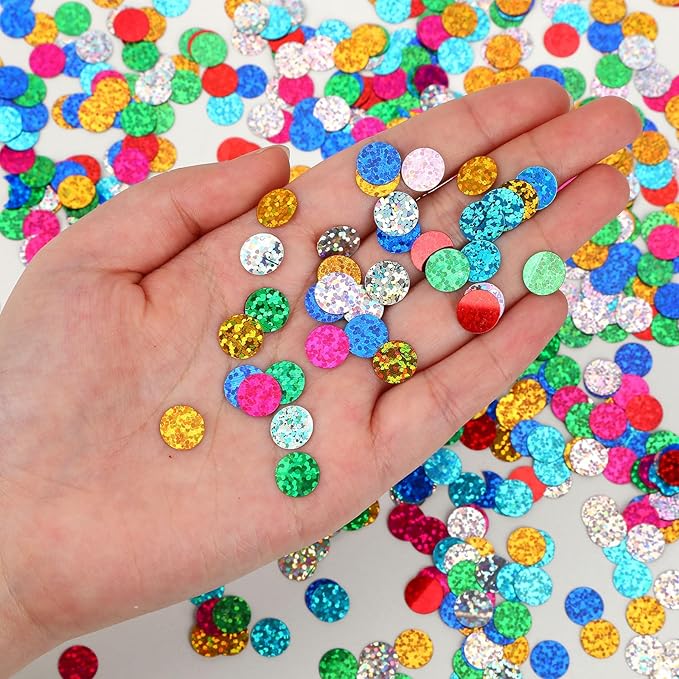 MARFOREVER Multicolor Sparkle Foil Confetti, Glitter Round Confetti Birthday - Image 4