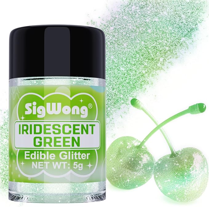 Iridescent Green Edible Glitter - 5g Food Grade Cake Decorating Shimmering by WelcometotheSigWong