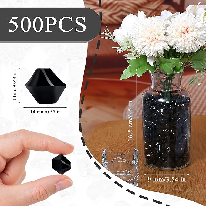 LAIDANLA 500PCS Black Acrylic Gems Vase Fillers - Image 4
