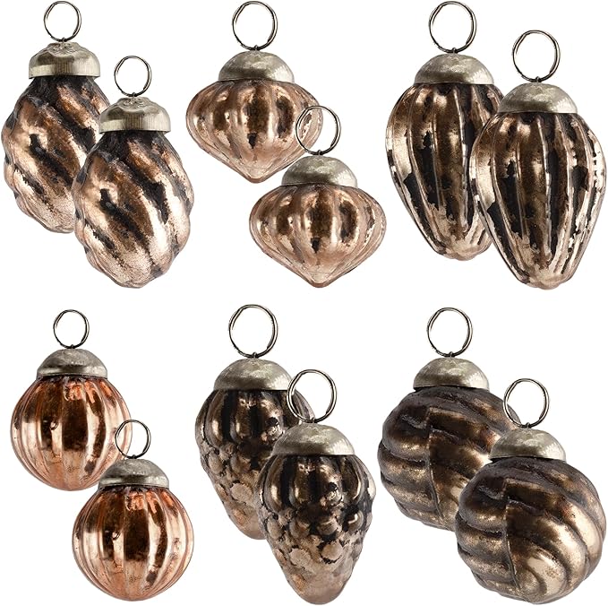 AuldHome Mercury Glass Finial Ornaments; Distressed Metal Antique Style by AuldHomeDesign