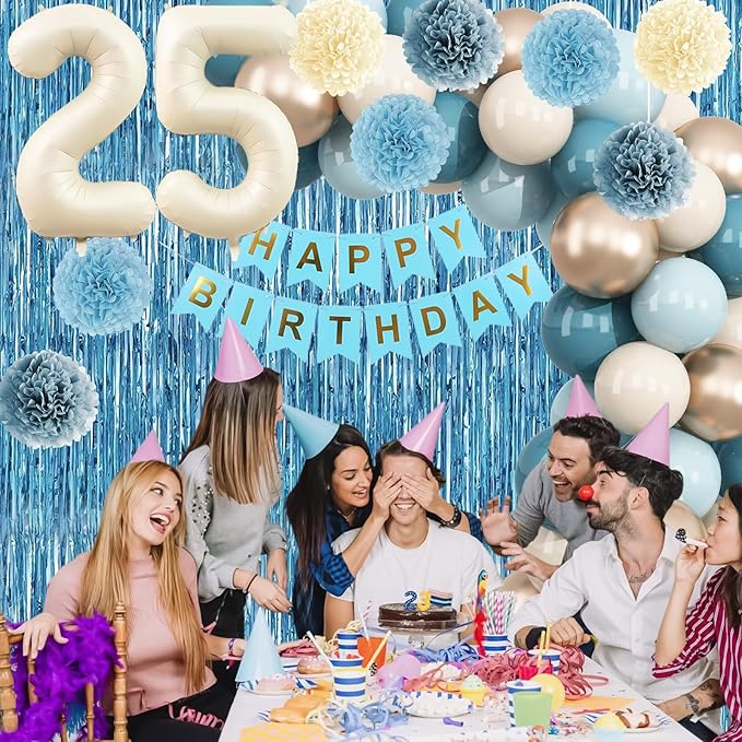 Dusty Blue 25th Birthday Party Decorations - Image 8