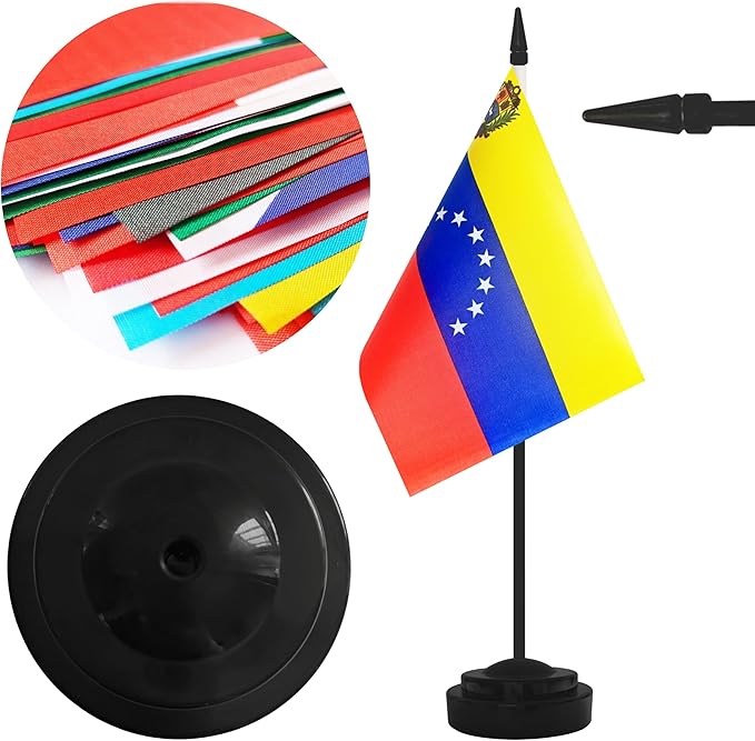 2 Pack Venezuela Desk Flag Set, Venezuelan Desktop Small Miniature Table Office - Image 3
