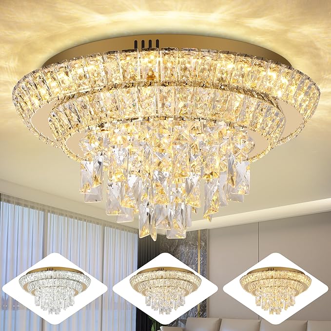 18 inch Crystal Gold Ceiling-Light Flush Mount - Image 9