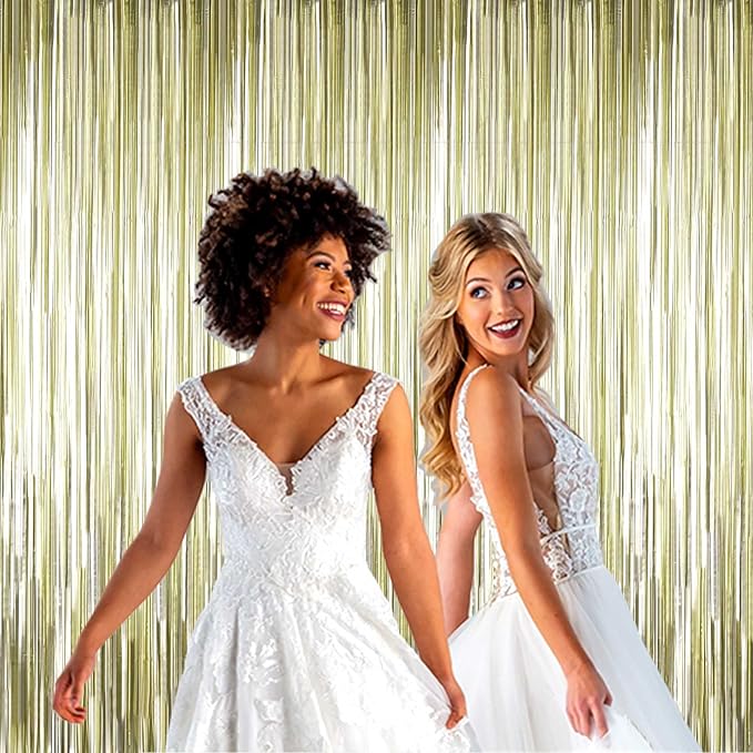 4 Pack Light Gold Foil Fringe Curtain Backdrop, 3.28Ft x 9.84Ft Metallic Tinsel - Image 7