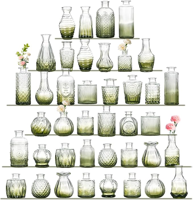 Bud Vases Set of 40 Pcs, Small Flower Vases by Paudao