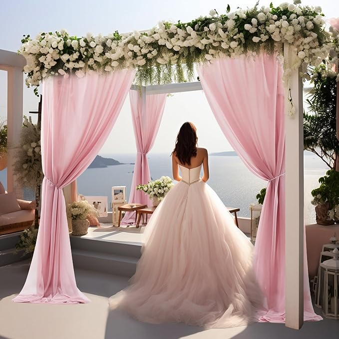 Wedding Arch Draping Fabric, 1 Panel 30" x 20Ft Dusty Rose Sheer Curtain Drapes - Image 5