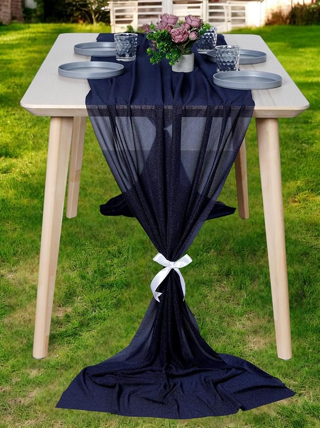 MDS 5 Pack 10ft Chiffon Table Runner 29 x 120 Inches Sheer Wedding Runner by MDS