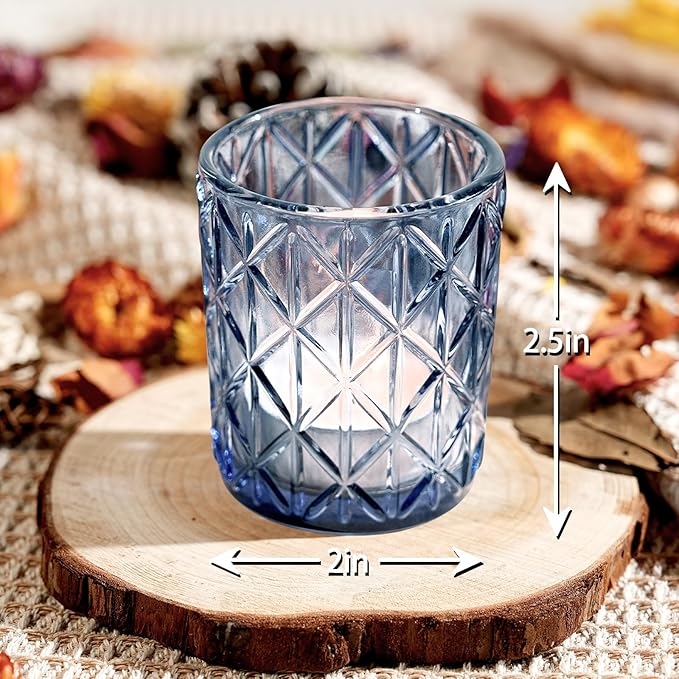 48pcs Blue Votive Tealight Candle Holders, Glass Tea Light Candle Holders - Image 2