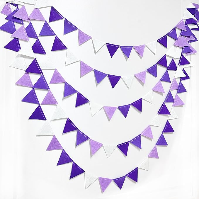 Purple Party Decorations Ombre Lavender Felt Hanging Triangle Mini Bunting by pinkblume