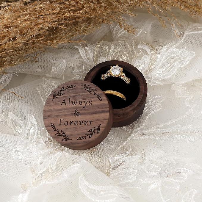 Ring Box, Wooden Ring Box for Wedding Ceremony Ring Bearer Box, Engagement Ring - Image 2
