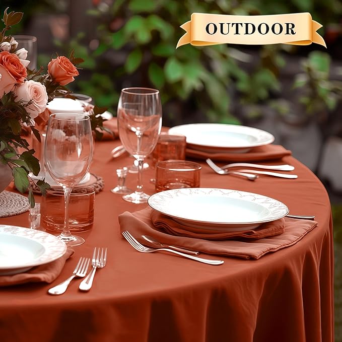 sancua Thanksging Round Tablecloth 70 Inch Burnt Orange - Image 4