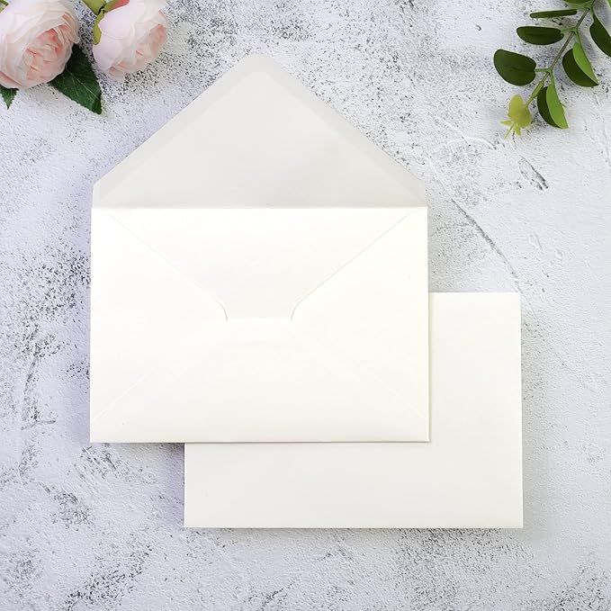 PONATIA 50 PCS/Pack A7 Envelopes, 5.25 x 7.25'' Sparkle Ivory Envelope by ponatia