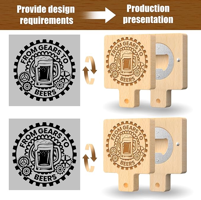 8 Custom Magnetic Bottle Opener Refrigerator, Personalized Engraved Wood Beer - Image 5