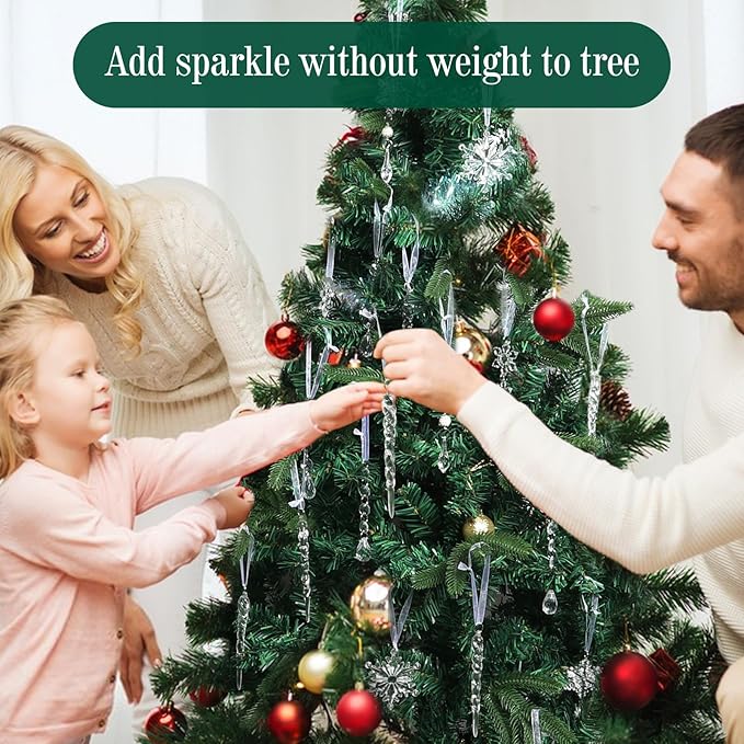 AuroTrends Christmas Tree Decorations 18Pcs, Acrylic Crystal Ornaments - Image 2