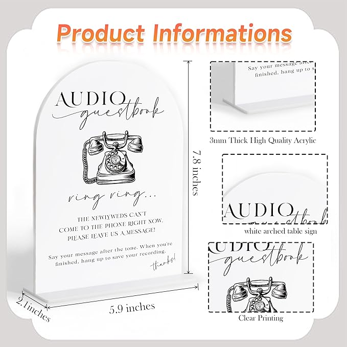 Audio Guest Book Sign, Audio Guest Book Wedding Phone, Bridal Shower Decor - Image 2