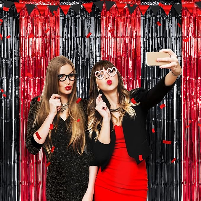 3 Pack 3.3Ft x 6.6Ft Graduation Foil Fringe Curtain Backdrop Decorations - Image 2